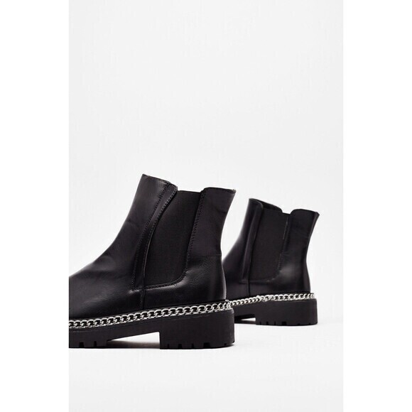 ASOS Truffle Collection Chunky Chelsea Boots Sz 7 Wide Black Retro Y2K Booties - Picture 3 of 15
